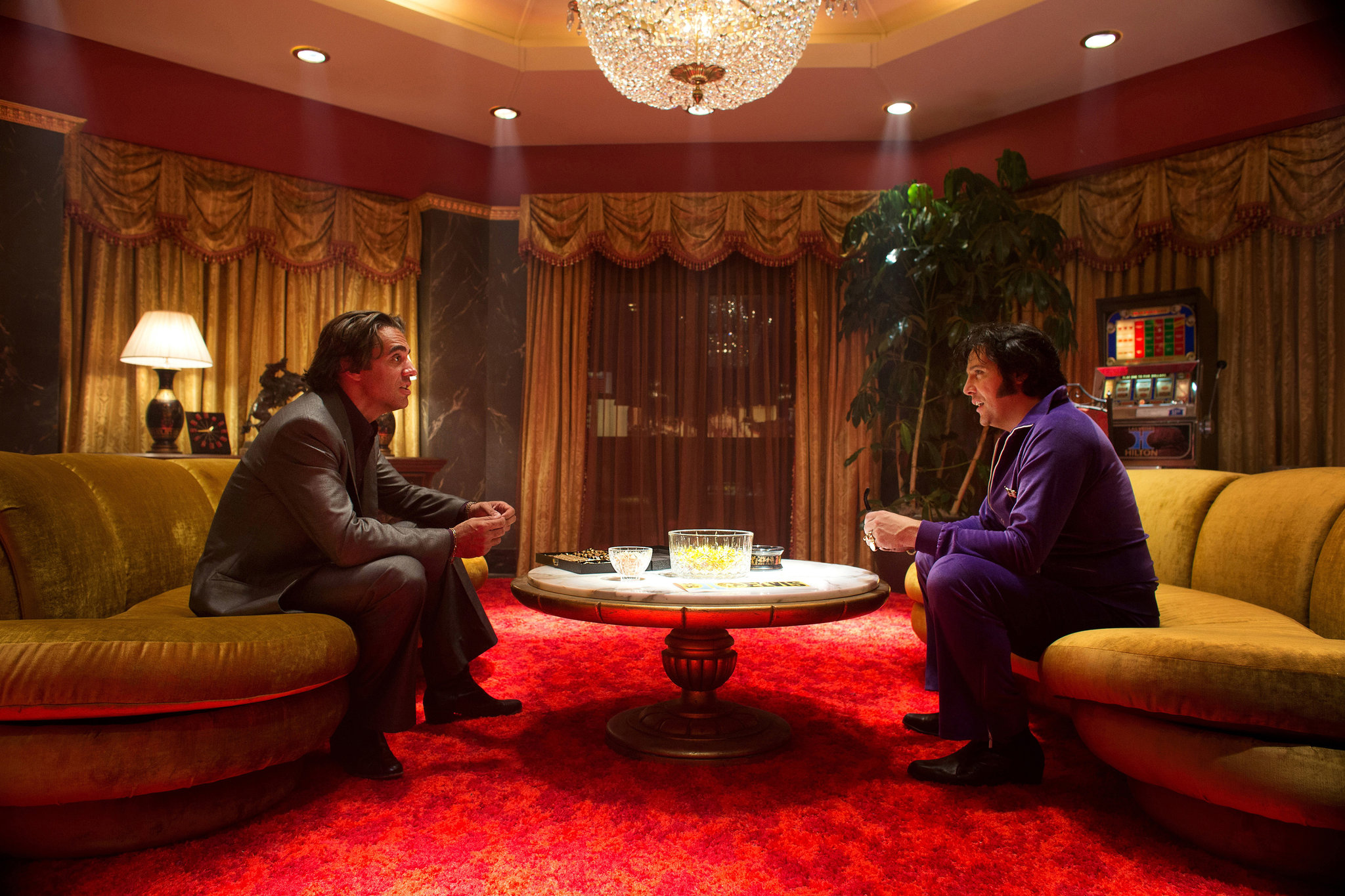 Shawn Klush as Elvis on HBO Vinyl with Bobby Cannavale (left)