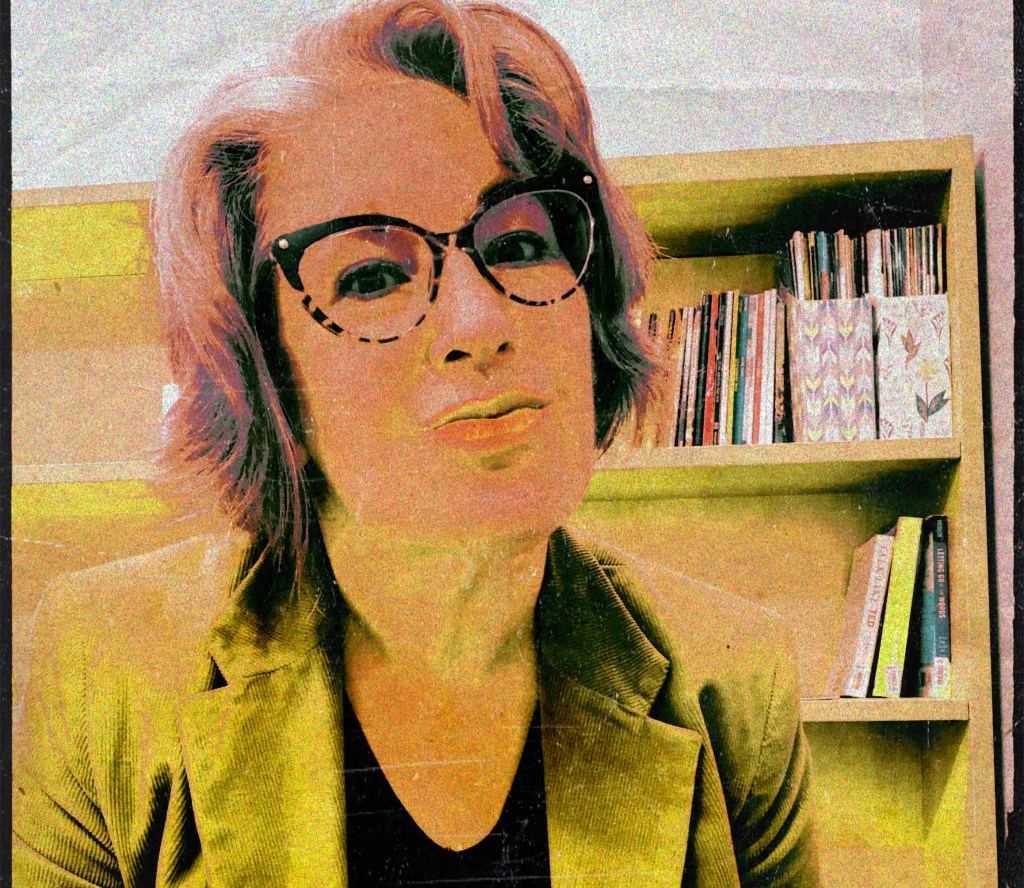heavily stylized portrait of the author